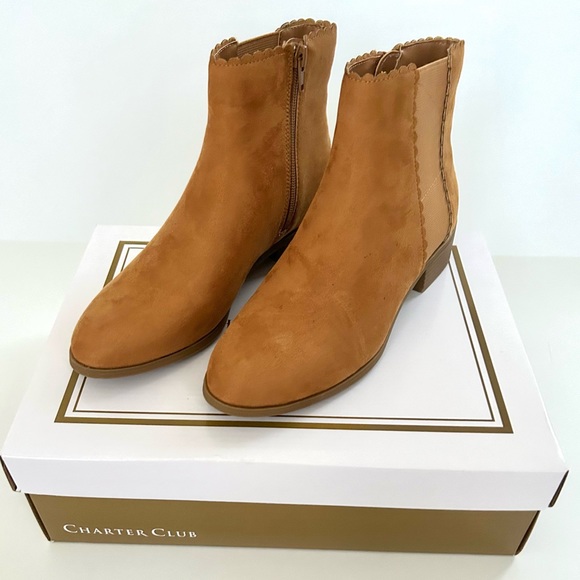 Daxi Scalloped Booties in Camel- New in Box - Picture 3 of 10